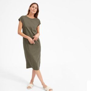 Everlane Luxe Cotton Side-Slit Tee Dress XXS Olive